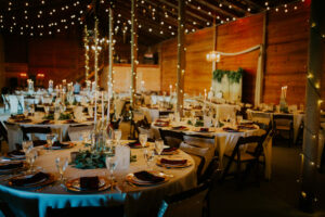 The dining area of a wedding venue